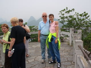 Linda and Jim atop Dragon Gate Hill in Guilin