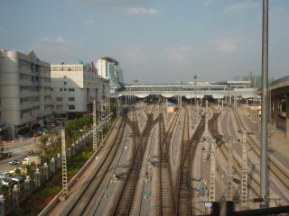 Train station with tracks