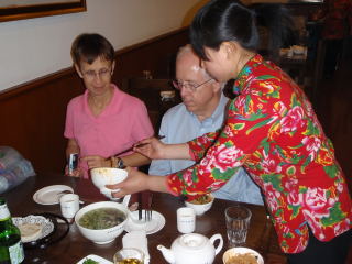 Linda and Jim being served